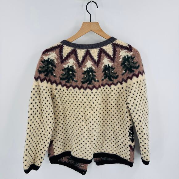 Vintage Pride’s Landing 100% Wool Fair Isle Cardigan Sweater Nordic Cabin Winter - Picture 2 of 7